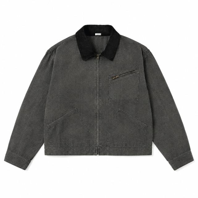 A.PRESSE Vintage Chambray Work Jacket in vintage-inspired workwear style