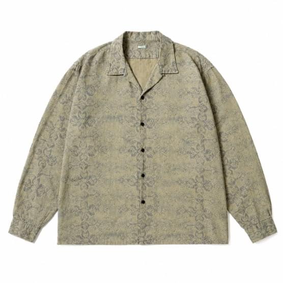 A.PRESSE Vintage Cotton Loop Collar Shirt in vintage-inspired linen cotton fabric