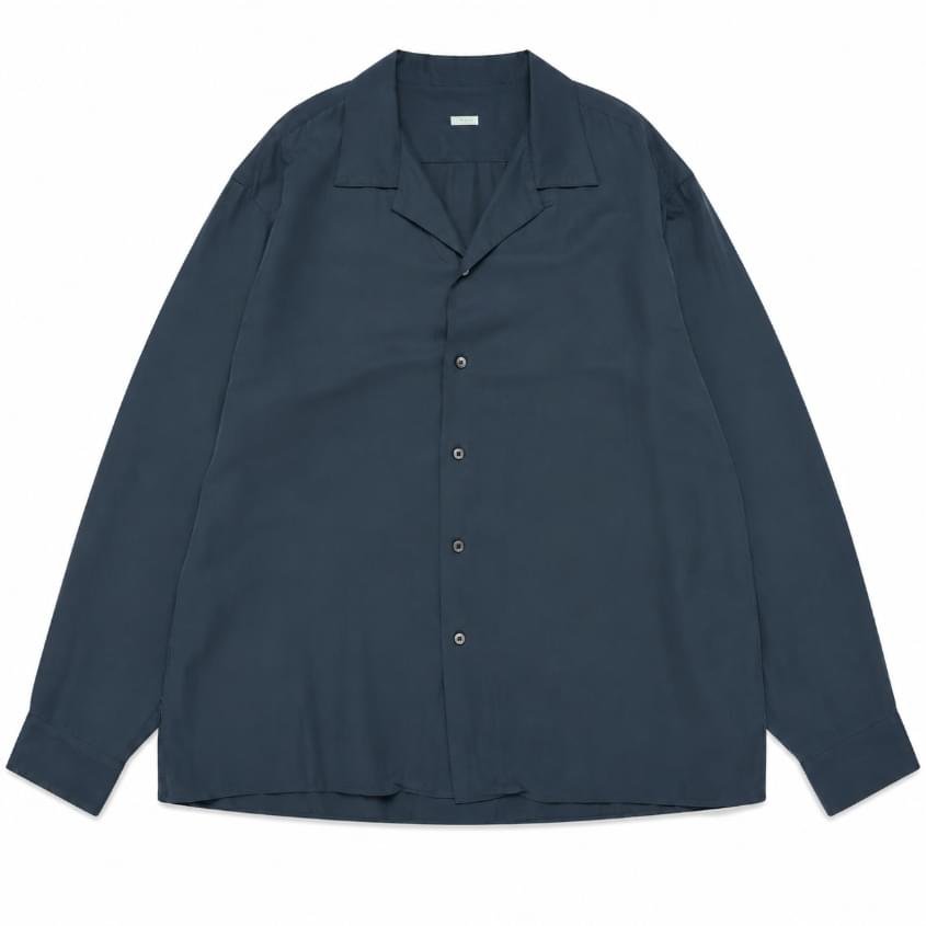 A.PRESSE Vintage Open Collar Shirt Navy men's vintage streetwear shirt