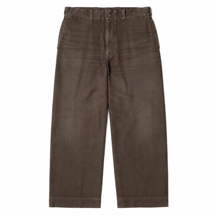 A.PRESSE Vintage Twill Work Pants Brown – men’s vintage brown twill workwear pants