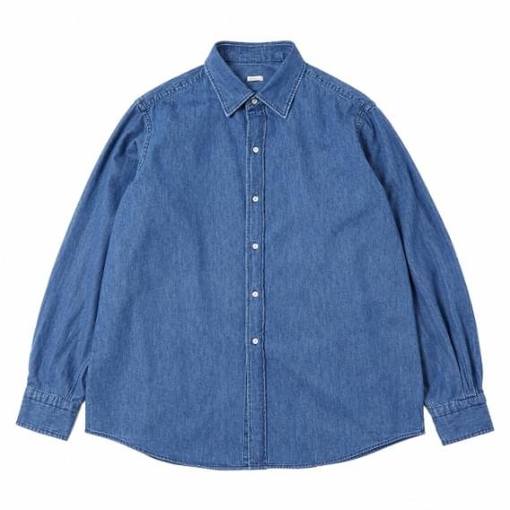 A.PRESSE Washed Denim Shirt in premium washed cotton denim with vintage streetwear styling for men.