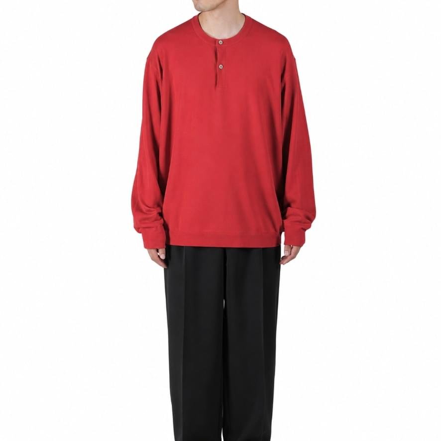 A.PRESSE Wool Knit Henley Neck Sweater