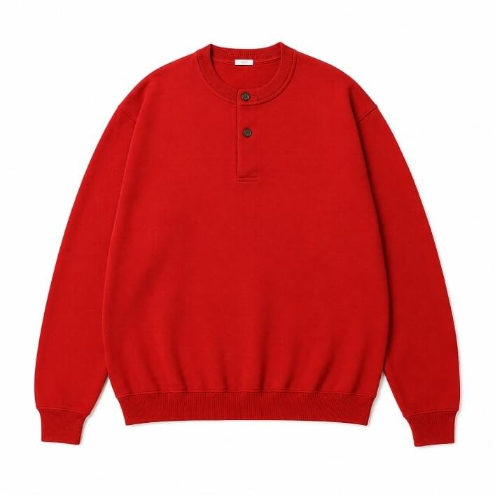 A.PRESSE Wool Knit Henley Neck Sweater front view in premium knitwear style