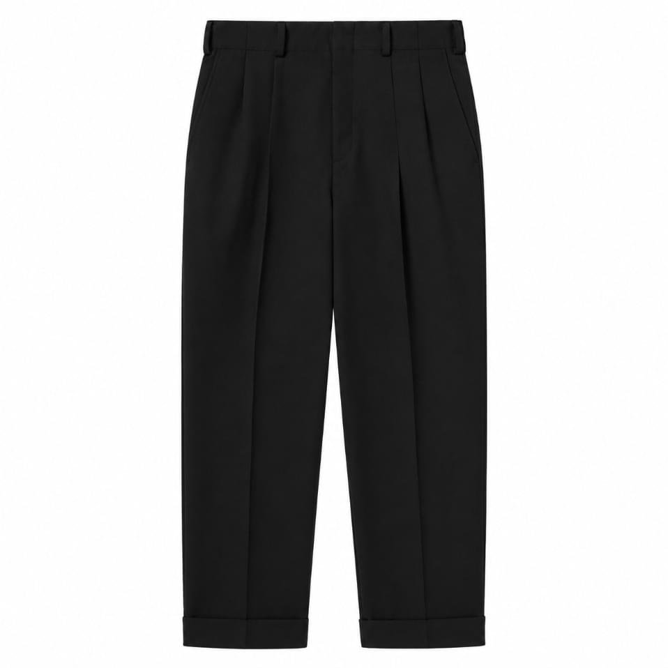 A.PRESSE Wool Rayon Wide Trousers in premium relaxed wide-leg streetwear fit