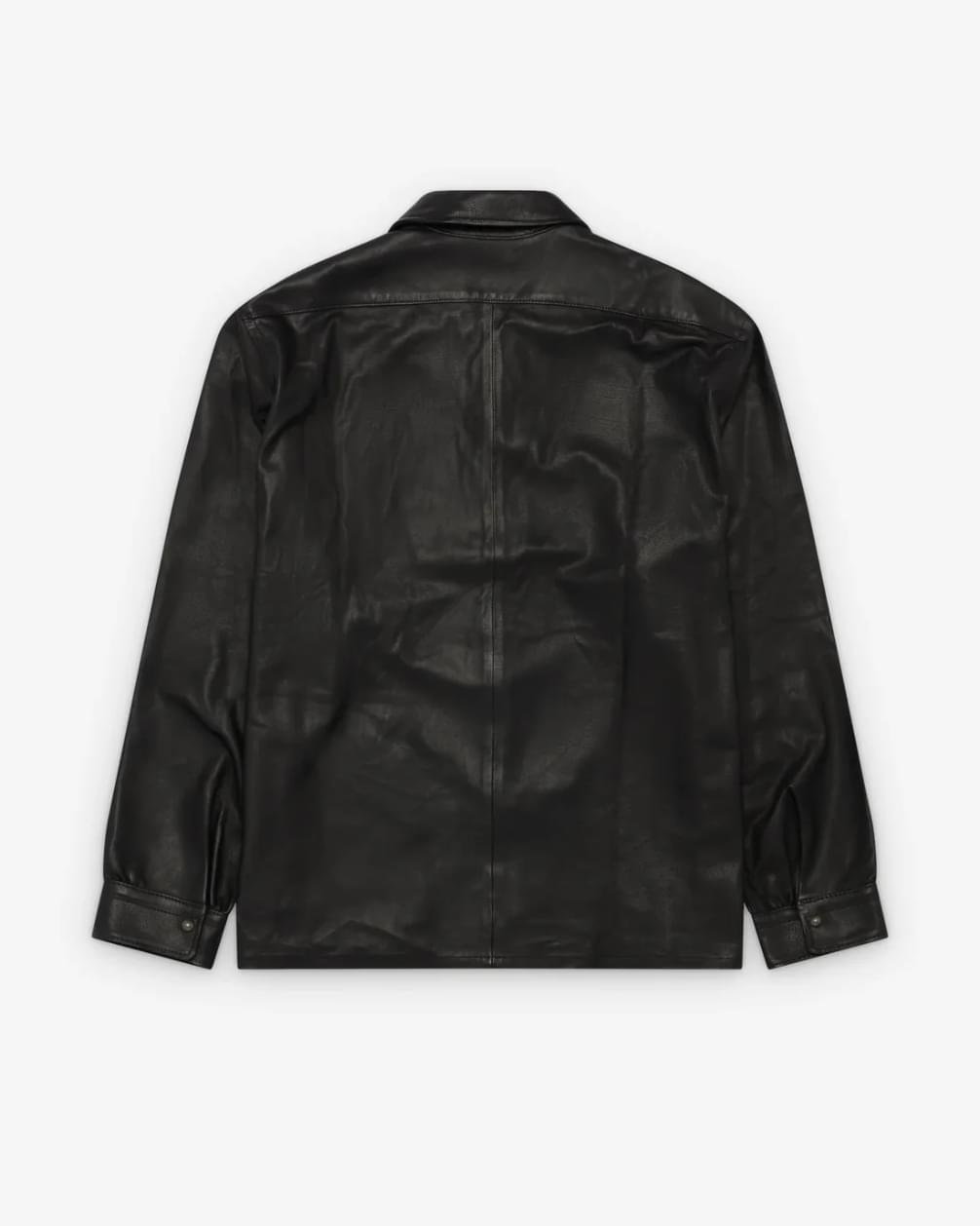 A.PRESSE Leather Open Collar Shirt