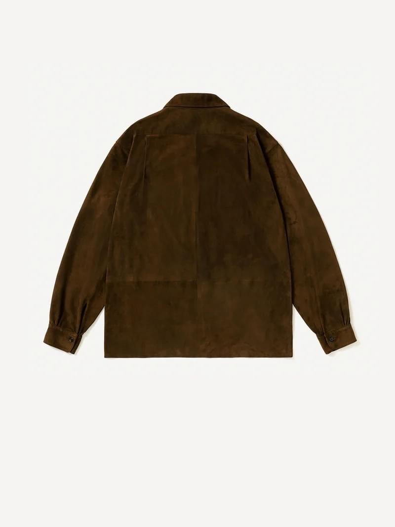 A.PRESSE Suede Leather Loop Collar Shirt 1