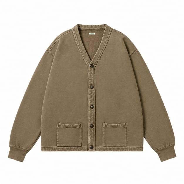 A.PRESSE Vintage Sweat Cardigan Mocha