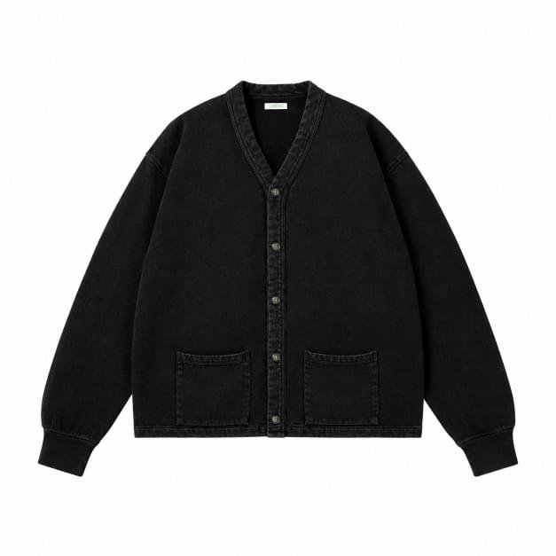 A.PRESSE Vintage Sweats Cardigan Black