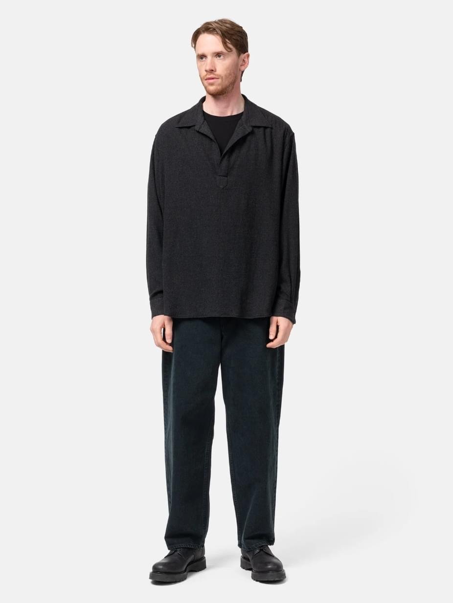 A.PRESSE Wool Skipper Shirt Charcoal