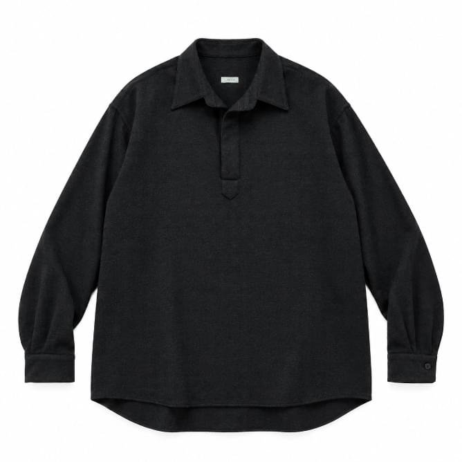 A.PRESSE Wool Skipper Shirt Charcoal premium wool streetwear shirt for men